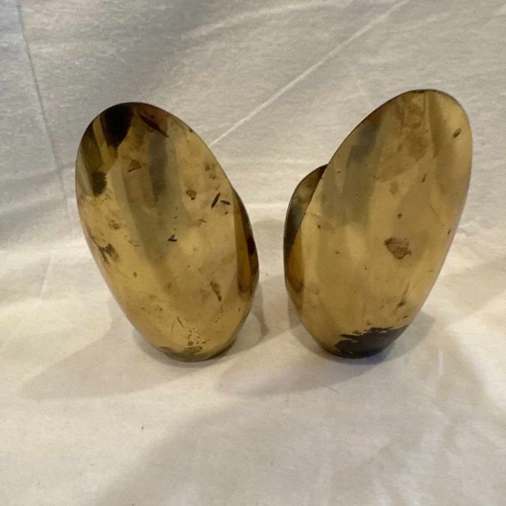 Vintage Pair of Brass Walking Candle Holders Minimalist Made In Japan 6